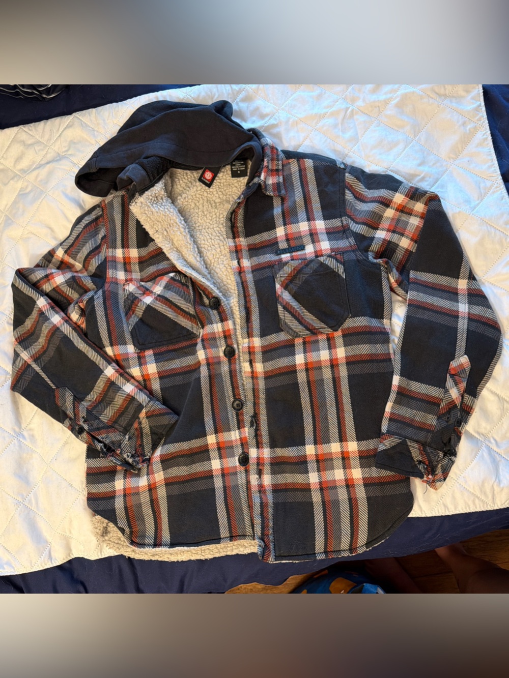 Element Plaid Sherpa Lined Hooded Button Down Shirt Men’s Small